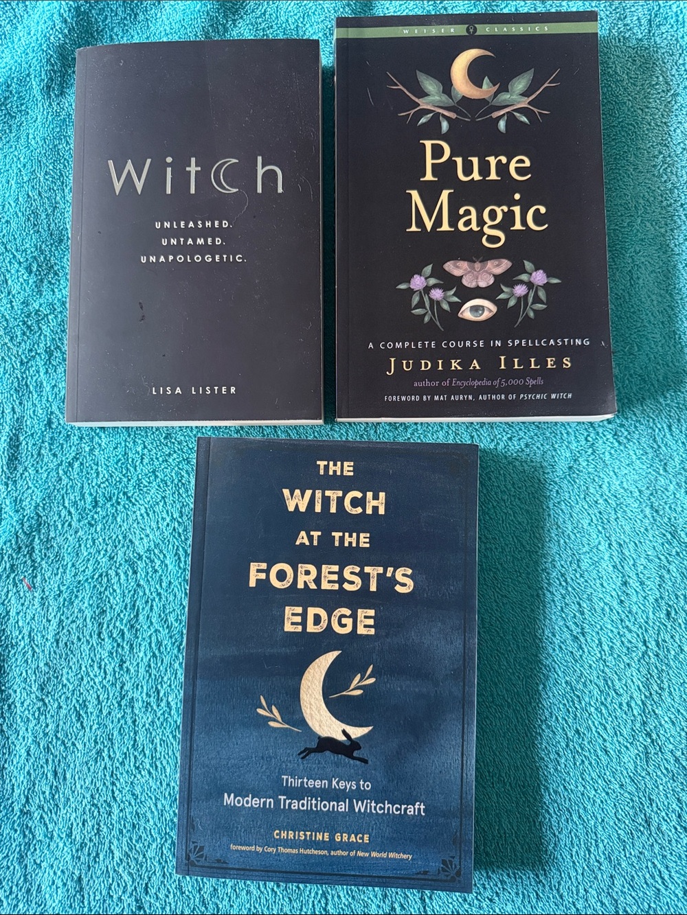 Set of 3 Witchcraft Books — Black & Dark Teal Covers